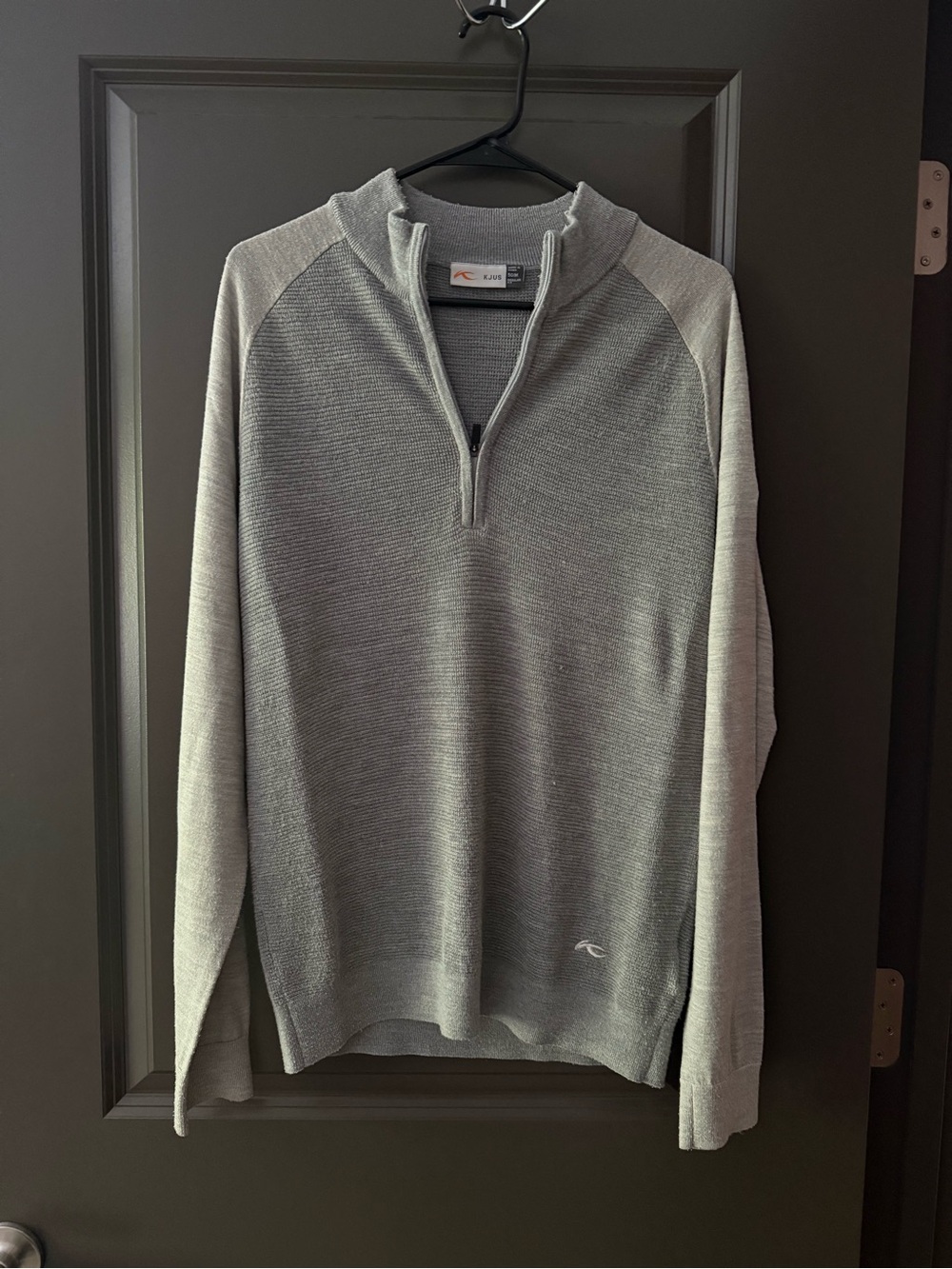 Men's Quarter-Zip Pullover Sweater by KJUS in Light Gray